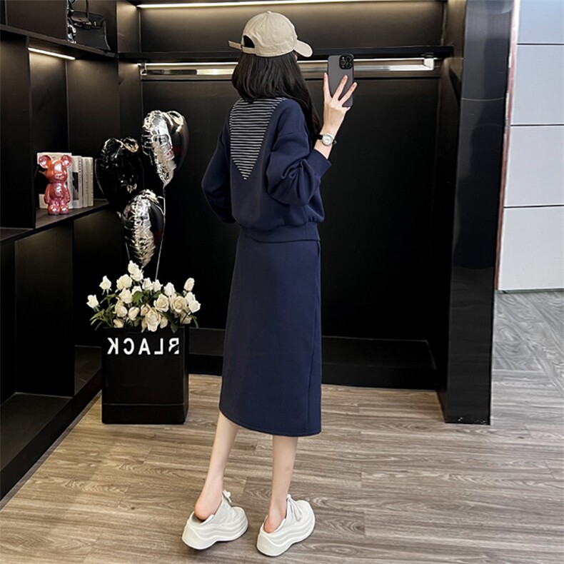 女春季洋气减龄上衣开叉半身裙两件套,女装套装/套裙,江南