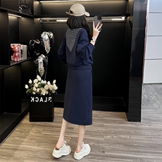 女春季洋气减龄上衣开叉半身裙两件套，女装套装/套裙，江南