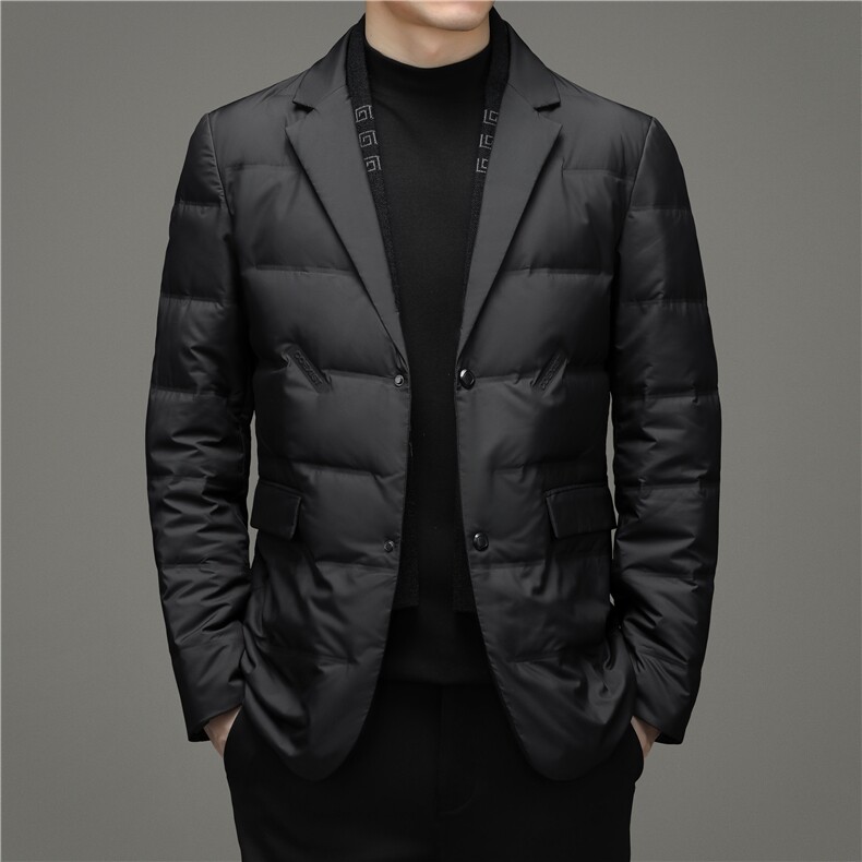 羽绒西服男中年男加厚外套爸爸装商务休闲冬装上衣YYYR088-P218，男装羽绒服，电商B212（原钱塘6029）