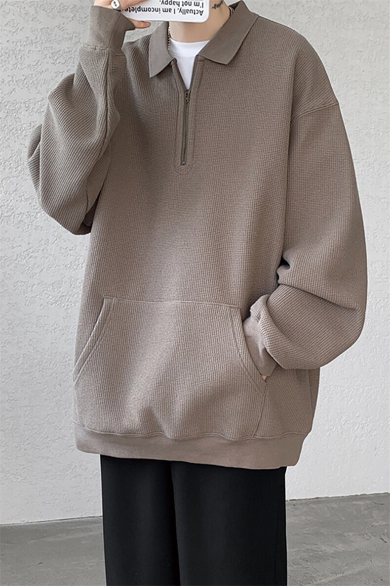 8XL-M春季半开拉链翻领卫衣男潮牌大码套头衫长袖t恤外套WY003,男装T恤,电商B312