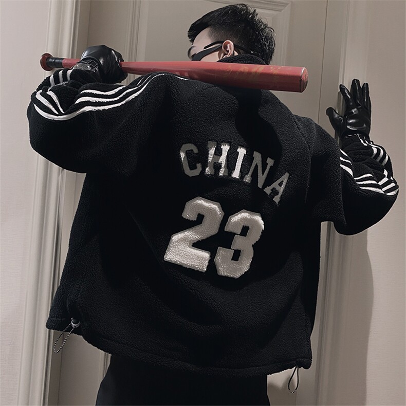 A32/特P138控178冬季防羊羔毛刺绣数字23棉衣外套男黑首1,男装棉衣,星座305B
