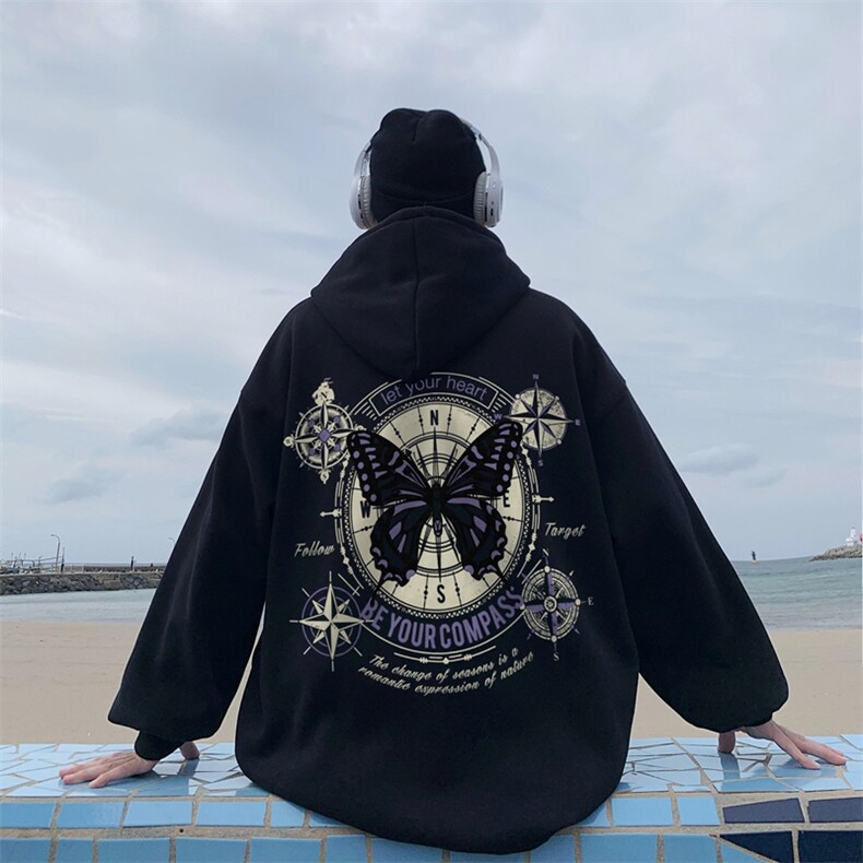 直播品质340克重磅纯色华棉美式卫衣连帽印花大码XZ517A-BK12300,男装卫衣,星座517A