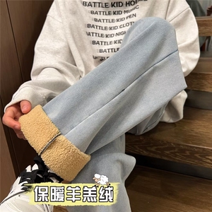 加绒 牛仔裤男韩版潮流高街帅保暖直筒2024冬季ins长裤RK1338-P59图片