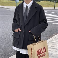 518秋冬加厚呢大衣风衣外套男韩版港风呢外套F，男装风衣，星座507