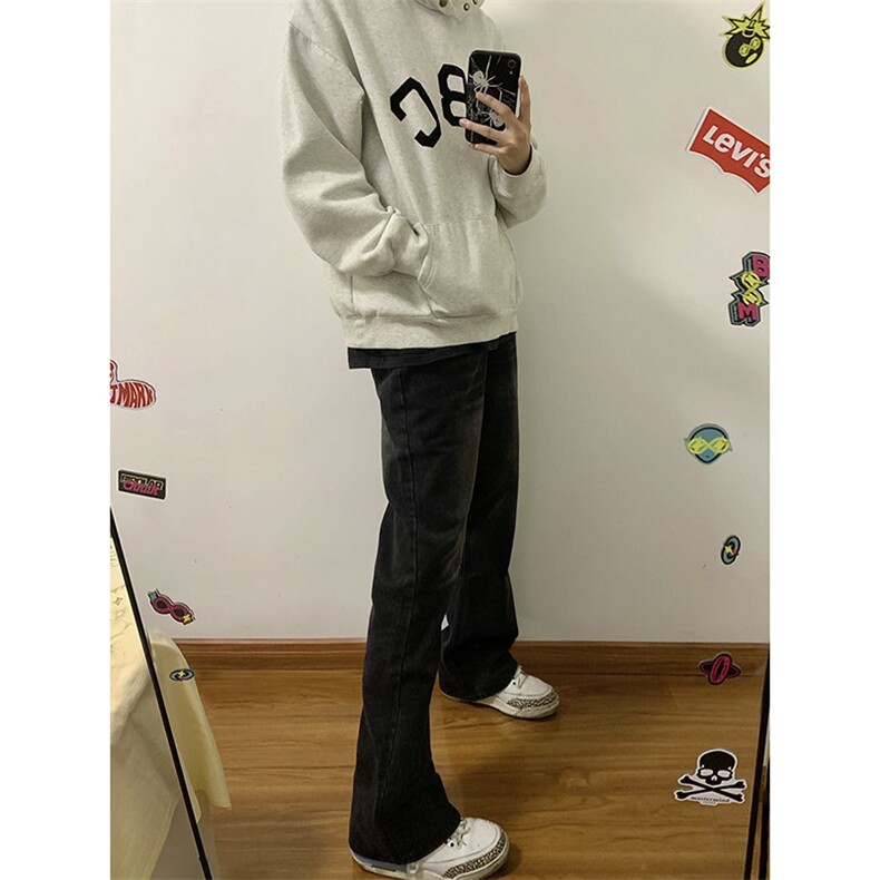 B221美式ins高街暗黑光版修身微喇牛仔裤LK23137-P55控78,男装牛仔裤,电商B221