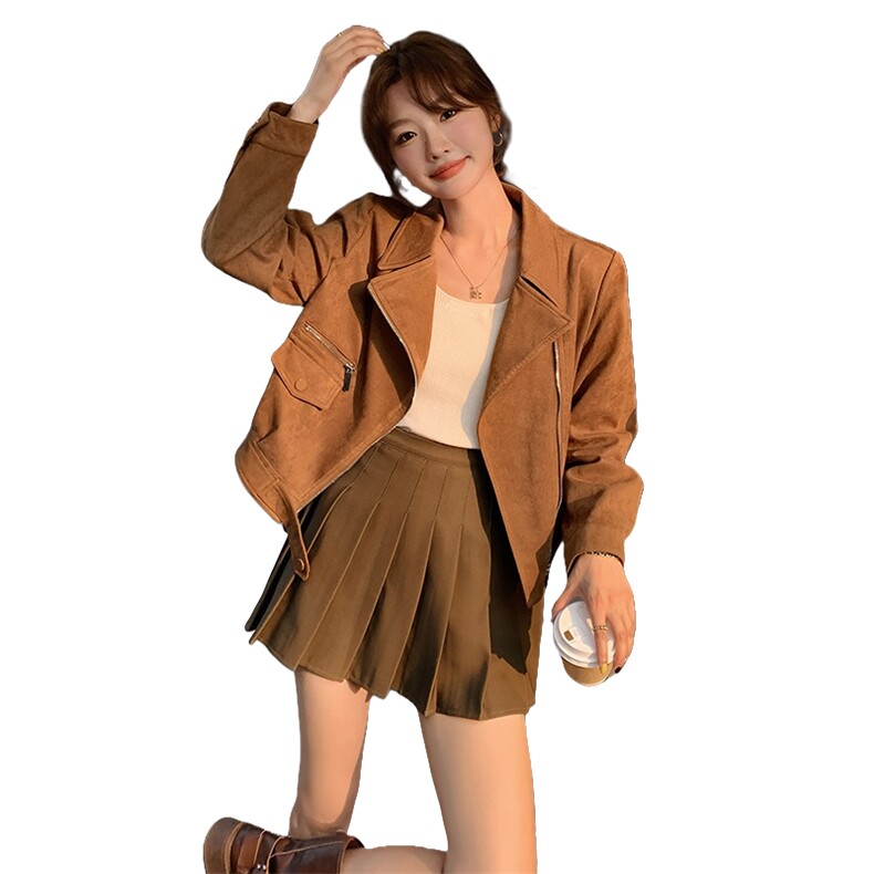 2025新款！麂皮休闲夹克短款秋装外套A18-P145-K198,女装短外套,2D045