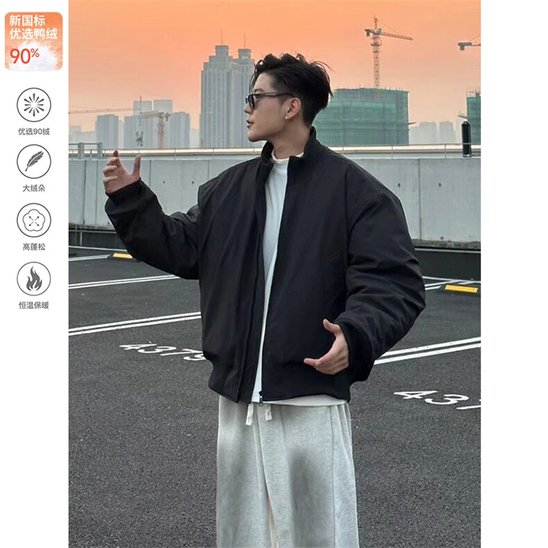 90白鸭绒[网图]美式飞行夹克羽绒服棒球服男5D1143-TP109不,男装夹克,电商A102