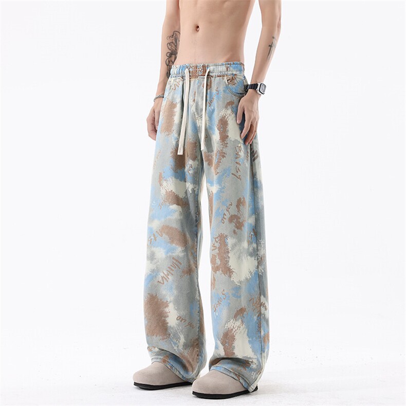 B221美式ins高街宽松花色莱赛尔冰丝牛仔裤LK25507-特P45控88,男装牛仔裤,电商B221