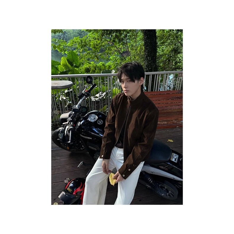现货Konzen美式咖色绒皮短款外套男款秋季老钱风复古立领,女装短外套,星座218-1（原230）