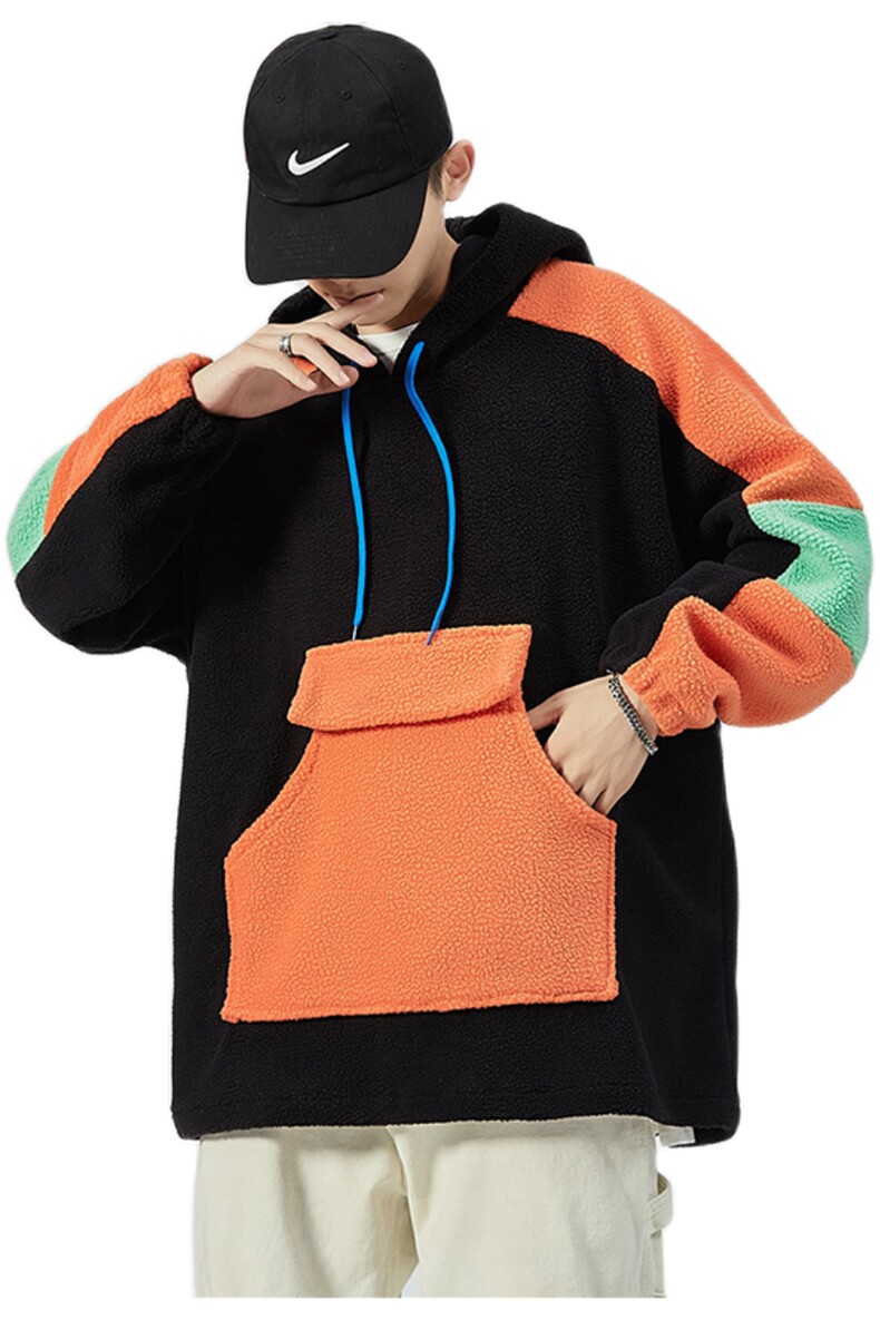 秋季新款男士宽松大码羊羔毛休闲拼接套头外套卫衣WY82/P65,男装卫衣,星座608A