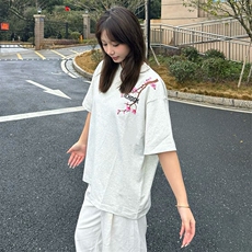 万针全刺绣工艺抖音得物高品质260克重磅纯棉双纱美式高街短袖T恤，男装T恤，电商A486-1
