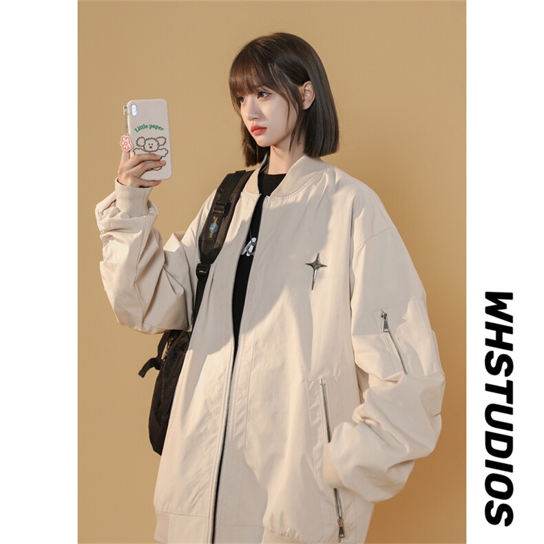 JK8103/P68春装中性风立领夹克男女外套棒球服防水大码潮工装上衣图片
