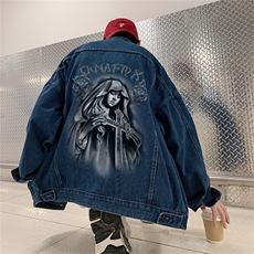牛仔外套男复古秋新款水洗做旧宽松高街hiphop工装夹克JK1034-P68，男装工装外套，星座1103-3
