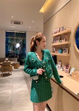 手工拉毛小香套装裙，女装职业装，沐依惜(2F)