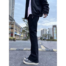 美式弯刀黑牛仔男女款春秋款高街微喇裤修身显瘦弹力裤H6248P37，男装休闲裤，星座1112-1