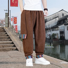 男士休闲裤灯芯绒长裤新中式灯笼裤哈伦萝卜裤XZ1512-2522裤-P50，男装休闲裤，星座1512