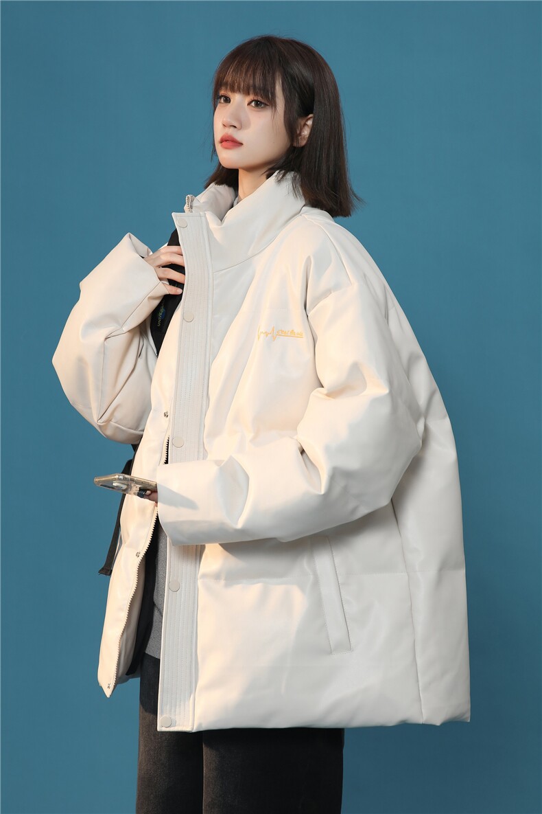 XZ-230-1MY05中性风宽松简约重磅PU皮刺绣休闲立领棉服P128控158,男装棉衣,星座230-1