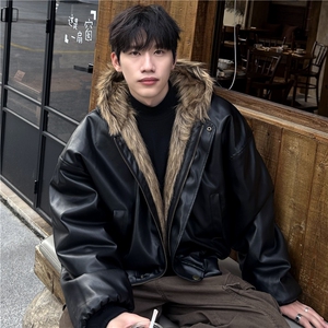美式高级感夹克棉服冬季吉荣加厚双面穿皮毛一体外套男图片