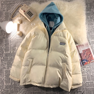 @暖色系 pu皮棉服冬季假两件外套情侣宽松棉衣 A071-Y266-125图片