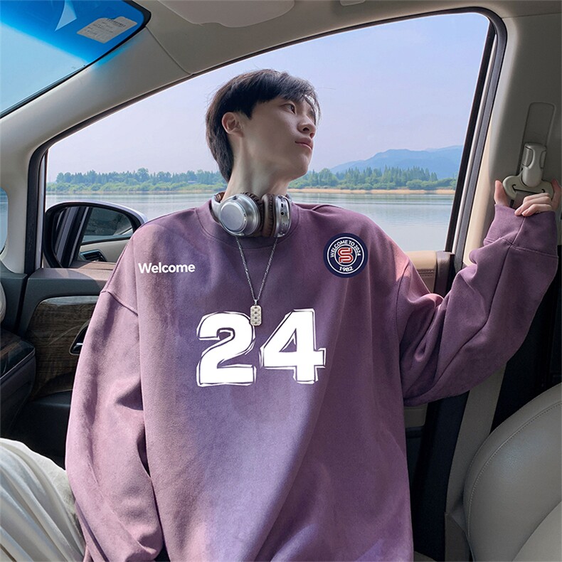 2025秋季新款卫衣wyjp-6919麂皮绒圆领特p35控69,男装卫衣,星座605(原A050)