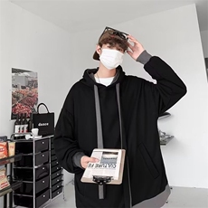 港风撞色潮牌休闲百搭运动外套春秋季日系连帽卫衣男W6610-P45，男装卫衣，星座512-2
