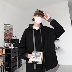 港风撞色潮牌休闲百搭运动外套春秋季日系连帽卫衣男 W6610-P45图片