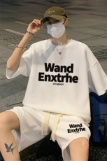 套装！夏季华夫格套装男T恤短裤男两件套大码港风TZ56-P50，男装休闲套装，电商B367
