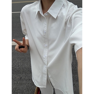 薄款冰丝短袖衬衫男简约纯色垂感休闲痞帅衬衣 CS288-P20图片