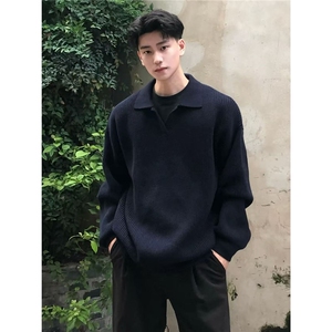 polo领毛衣男秋冬美式复古套头针织衫cleanfit慵懒高级感外套图片