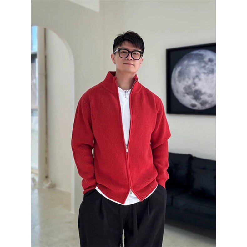拉链针织开衫外套秋冬季风春外穿立领慵懒高领毛衣男士ZZS130p55,男装针织衫/毛衣,电商D256-1(原A064-1)