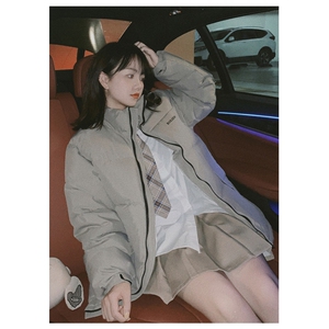 冬新时尚休闲中性冬季宽松立领菱形格薄棉衣潮休闲外套 C576-P100图片
