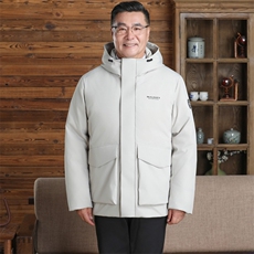 新中老年商务休闲连帽短款保暖加厚高品质白鸭绒羽绒服DB952-P210，男装羽绒服，星座1210B