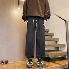 8XL-M痞帅脏脏束脚休闲卫裤男秋冬加绒加厚大码裤子KZ022特价P40，男装休闲裤，电商B312