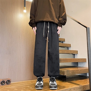 8XL-M痞帅脏脏束脚休闲卫裤男秋冬加绒加厚大码裤子KZ022特价P40图片