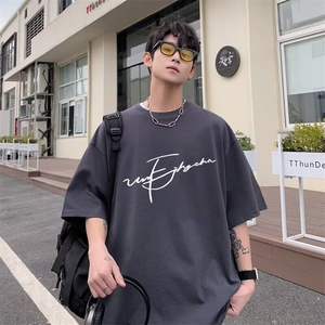 男士t恤短袖夏季男款美式宽松休闲潮牌潮流男生半袖衣服常规图片