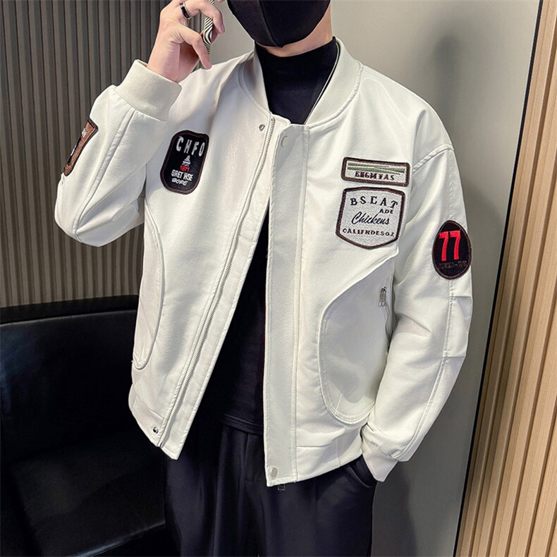 男士飞行员皮衣秋季新款棒球领PU皮夹克外套A368-QY9805-P118,男装夹克,电商A368