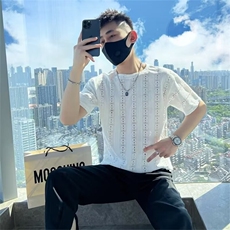 男士圆领轻薄T恤夏季修身短袖痞帅上衣休闲时尚针织衫T119，男装T恤，星座1116A-2（原606A-1）
