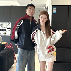 抖音得物高品质26春装美式高街重磅织带拼接撞色立领卫衣外套CM41，女装短外套，电商A486