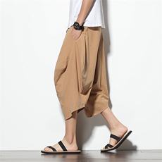 外贸热销男装棉麻七分裤大码宽松休闲裤低档垮裤XZ314A-1-K26-P35，男装牛仔裤，星座1513