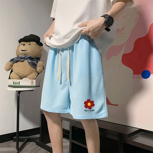 HD74257-P22 华夫格短裤男大码宽松五分裤男直筒中裤图片