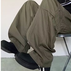 春秋季日系复古纯色工装裤男简约潮牌休闲宽松阔腿直筒裤A627/P58，男装工装外套，星座506