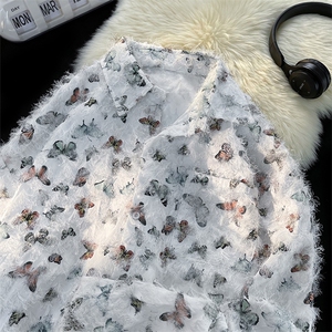 CS10051-特批40无差价 控78 新款长袖重工艺流苏蝴蝶情侣花衬衫男图片