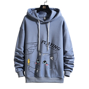 WY2129-P35 加绒款-P40 纯棉连帽卫衣男大码运动帽衫宽松薄 砖墙图片