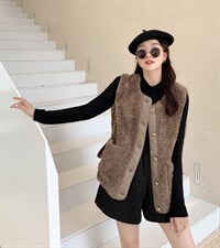 皮毛一体马甲，女装马甲，吉之红