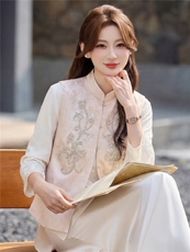 现货春装新款简约时尚休闲重工艺钉珠减龄马甲可组合三件套半裙衫，女装马甲，韩美纤衣