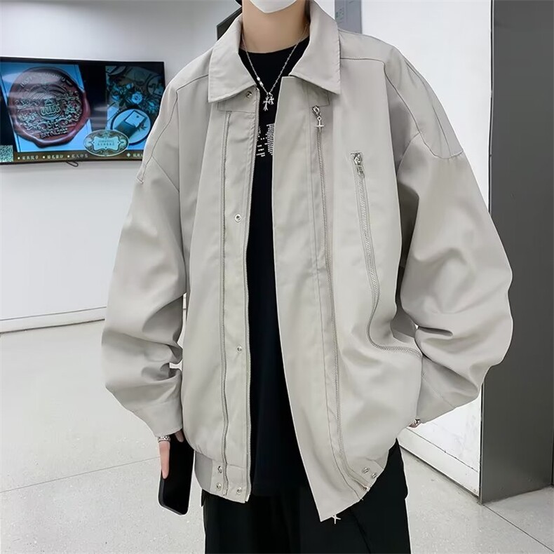 美式复古痞帅连帽牛仔外套男春秋款潮高级感2023休闲宽松上衣,男装夹克,星座716-2