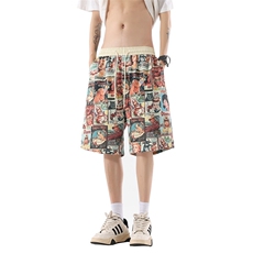 短裤男夏季美式复古拼接五分裤潮牌宽松大码XZ102B-1DK2590P25，男装牛仔裤，星座102B-1