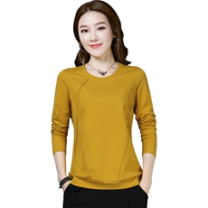 长袖T恤女2021新品时尚修身显瘦女式洋气上衣休闲打底衫，女装T恤，曼沙奕珂