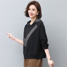 2024年春秋季新款刺绣卫衣女连帽衫韩版休闲百搭长袖上衣服女棉，女装卫衣/绒衫，忆绮罗