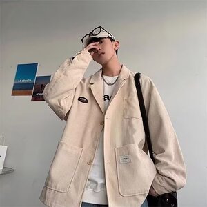 日系潮流气质新款灯芯绒西装外套文艺流行原宿百搭时尚慵懒图片
